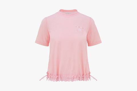 [FL COMFY] HONEYCOMB ROUND T-SHIRT(PINK CORAL)