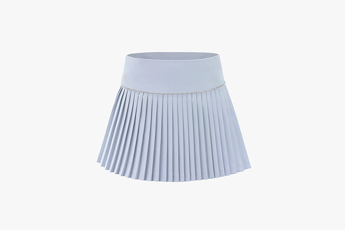 CRYSTAL FLARE PLEATS SKIRT(CERAMIC BLUE)