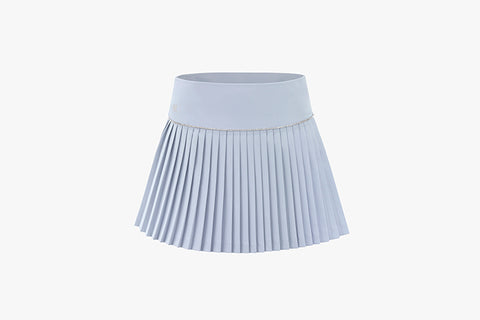 CRYSTAL FLARE PLEATS SKIRT(CERAMIC BLUE)