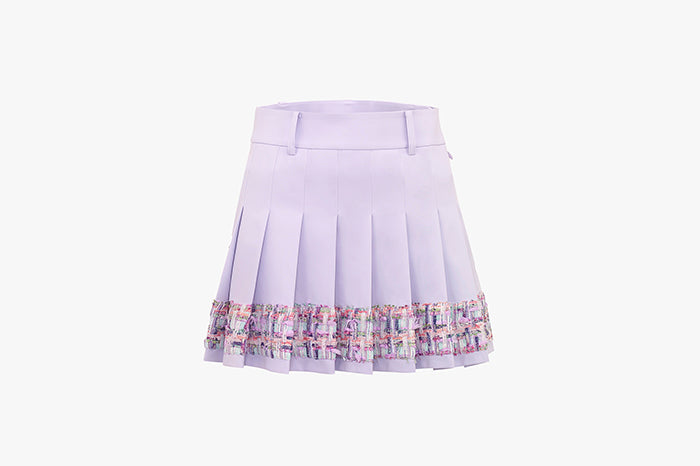 LAVENDER TWEED PATCH SKIRT(LAVENDER)