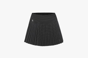 Dot Flare Pleated Skirt (Black)
