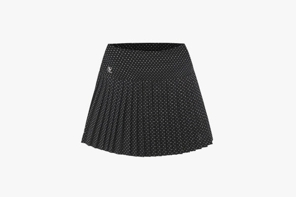 Dot Flare Pleated Skirt (Black)