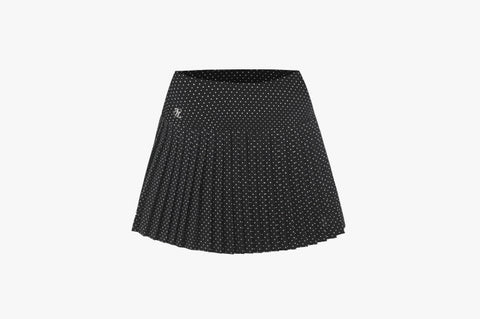 Dot Flare Pleated Skirt (Black)