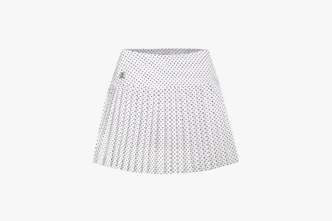 Dot Flare Pleated Skirt (White)