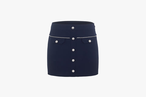 BEADS POCKET SLIM SKIRT(NAVY)