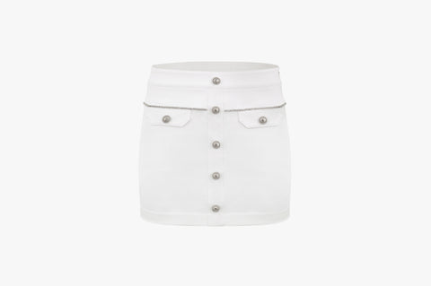 BEADS POCKET SLIM SKIRT(WHITE)