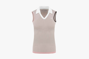 V-NECK COLLAR SLEEVELESS KNIT(BEIGE)