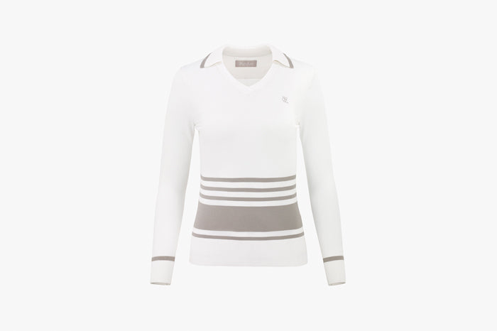 STRIPE V-NECK KNIT(WHITE)