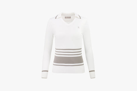STRIPE V-NECK KNIT(WHITE)