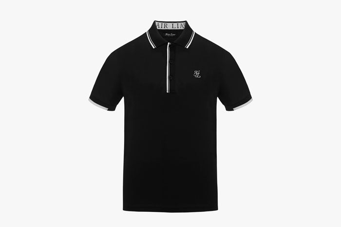 MEN'S JACQUARD COLLAR T-SHIRT(BLACK)