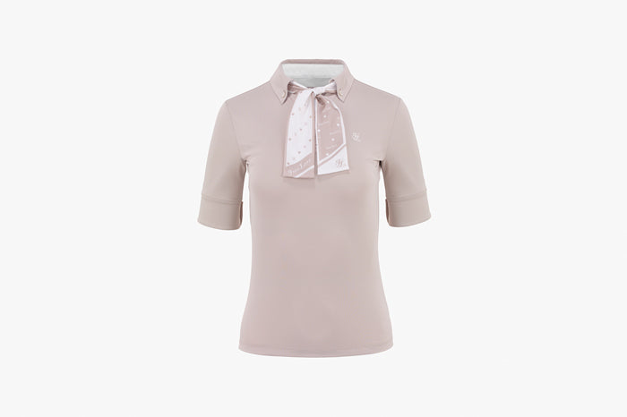 DOT SCARF SET TSHIRT(100% silk)(BEIGE)