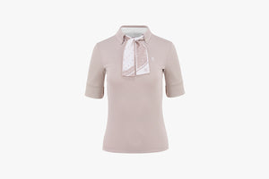 DOT SCARF SET TSHIRT(100% silk)(BEIGE)