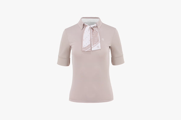 DOT SCARF SET TSHIRT(100% silk)(BEIGE)