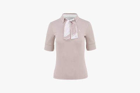 DOT SCARF SET TSHIRT(100% silk)(BEIGE)