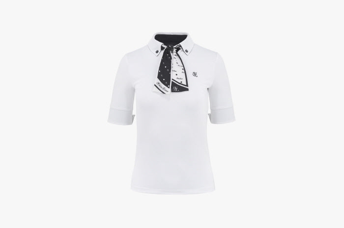 DOT SCARF SET TSHIRT (100% silk)(WHITE)