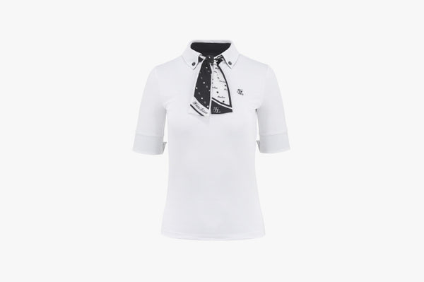 DOT SCARF SET TSHIRT (100% silk)(WHITE)