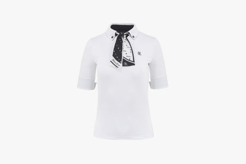 DOT SCARF SET TSHIRT (100% silk)(WHITE)