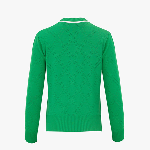 DIAMOND PATTERNED CARDIGAN(GREEN)