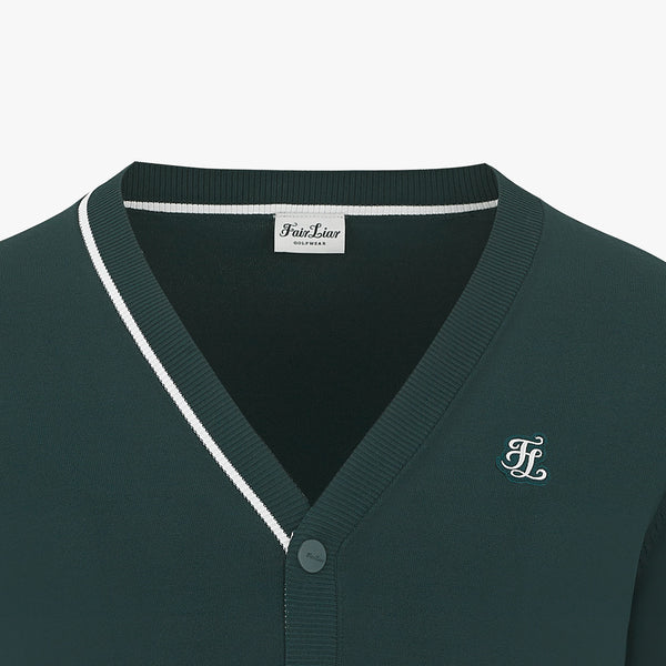 MEN'S V-NECK COLORED CARDIGAN(GREEN)
