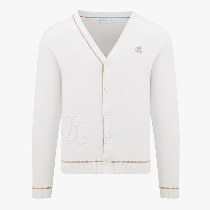 MEN'S V-NECK COLORED CARDIGAN(WHITE)