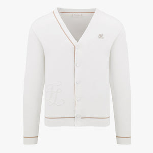 MEN'S V-NECK COLORED CARDIGAN(WHITE)