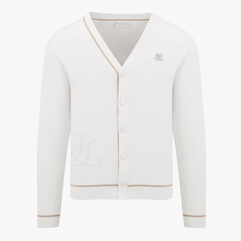 MEN'S V-NECK COLORED CARDIGAN(WHITE)