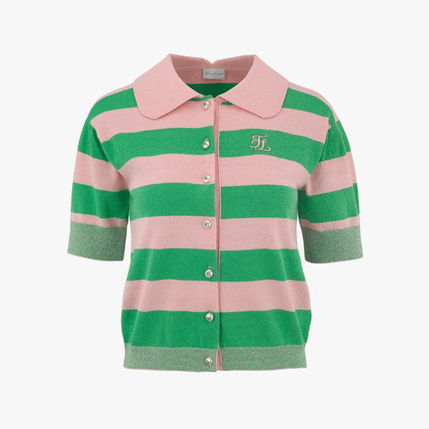 STRIPED PETIT KNIT(PINK CHORAL)