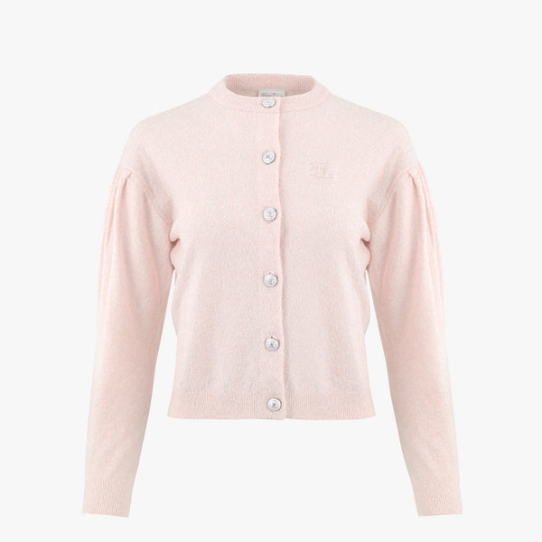 PUFFED CROP CARDIGAN(PINK CORAL)