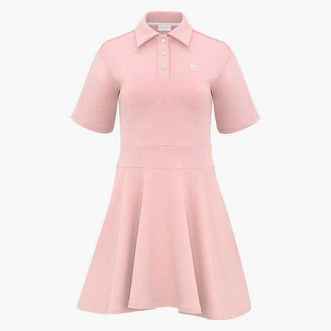 FLARE HALF SLEEVE COLLAR DRESS(PINK CORAL)