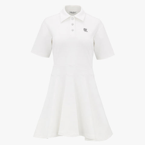 FLARE HALF SLEEVE COLLAR DRESS(WHITE)