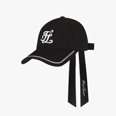 CHAIN LOGO RIBBON CAP(BLACK)