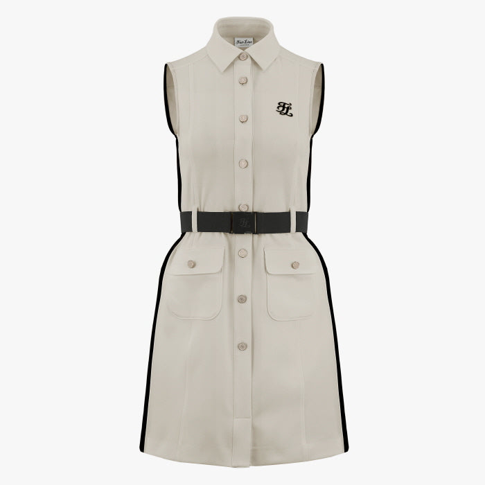 SLEEVELESS COLLAR DRESS(BEIGE)