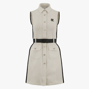 SLEEVELESS COLLAR DRESS(BEIGE)