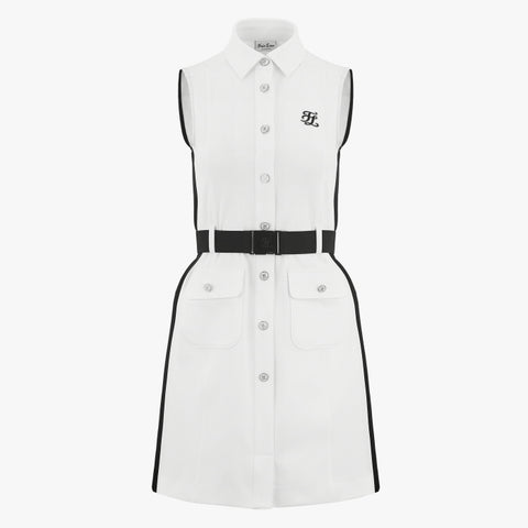 SLEEVELESS COLLAR DRESS(WHITE)