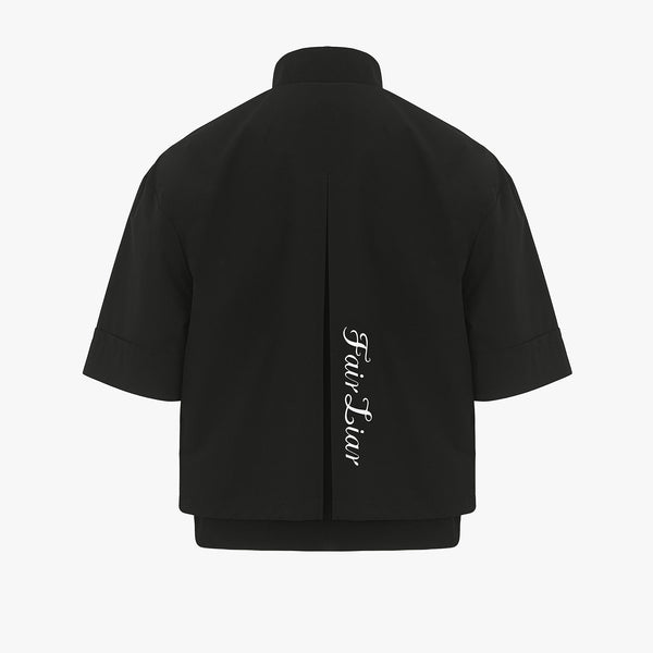BACK SLIT HALF-SLEEVE JACKET(BLACK)