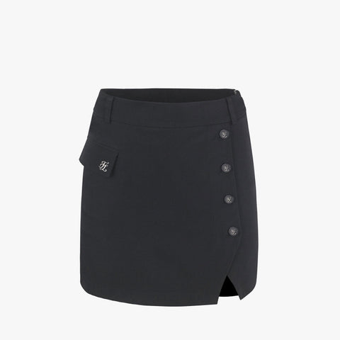 SLIT BUTTON SKIRT(BLACK)