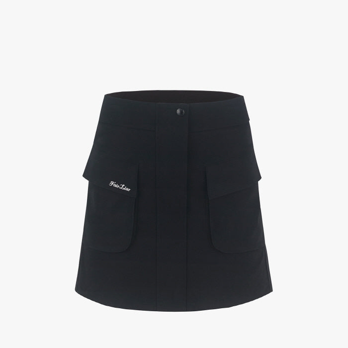 CARGO FLARE HIGHWAIST SKIRT(BLACK)