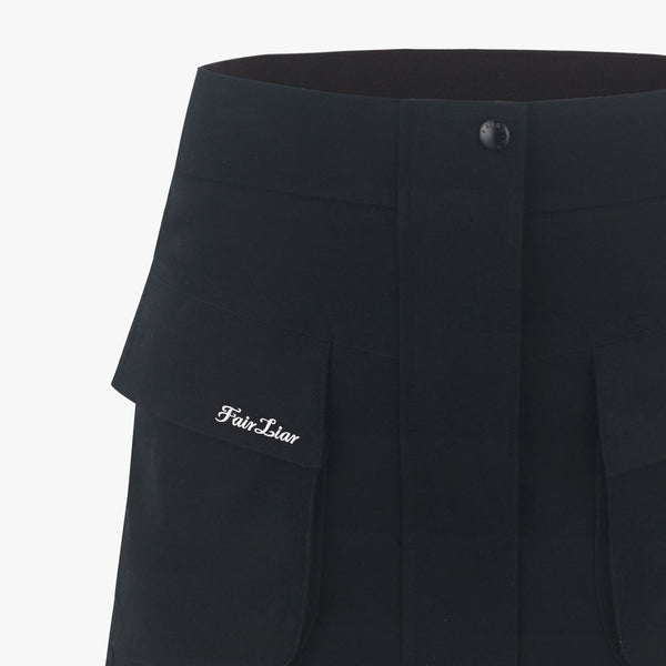 CARGO FLARE HIGHWAIST SKIRT(BLACK)