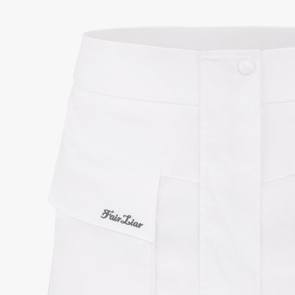 CARGO FLARE HIGHWAIST SKIRT(WHITE)