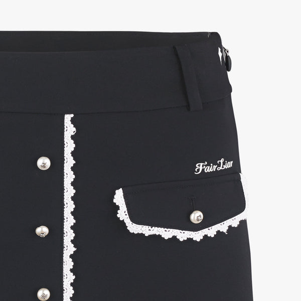 LACE POCKET HIGHWAIST SKIRT(BLACK)