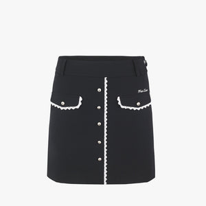 LACE POCKET HIGHWAIST SKIRT(BLACK)