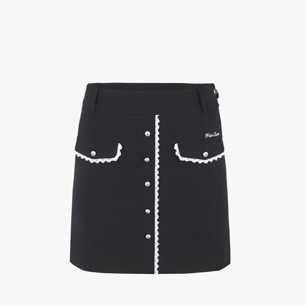 LACE POCKET HIGHWAIST SKIRT(BLACK)