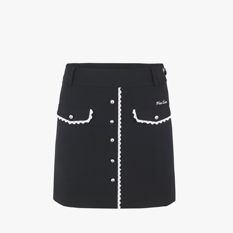 LACE POCKET HIGHWAIST SKIRT(BLACK)