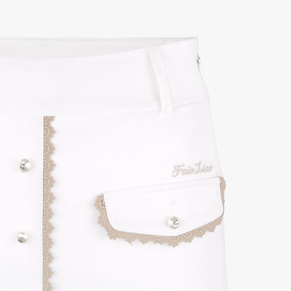 LACE POCKET HIGHWAIST SKIRT(WHITE)