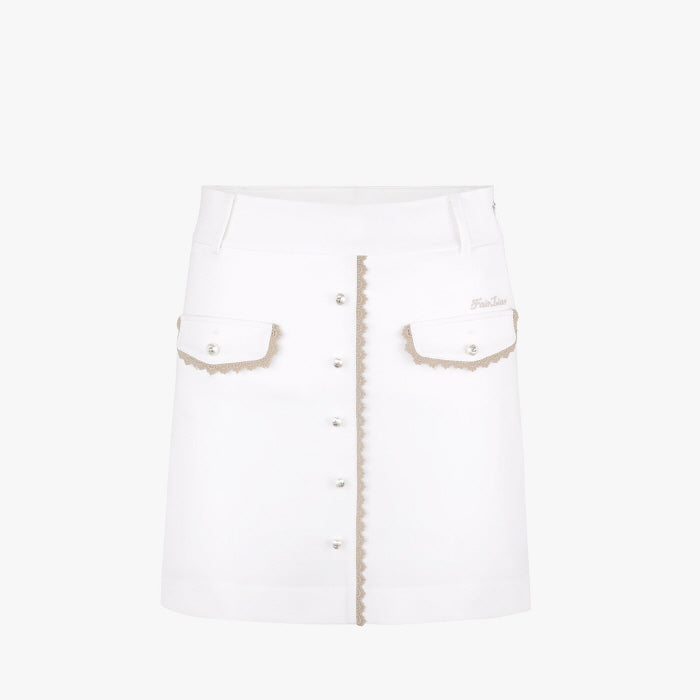 LACE POCKET HIGHWAIST SKIRT(WHITE)