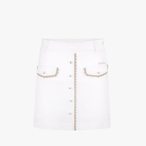 LACE POCKET HIGHWAIST SKIRT(WHITE)