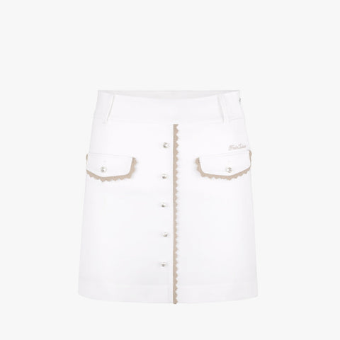 LACE POCKET HIGHWAIST SKIRT(WHITE)