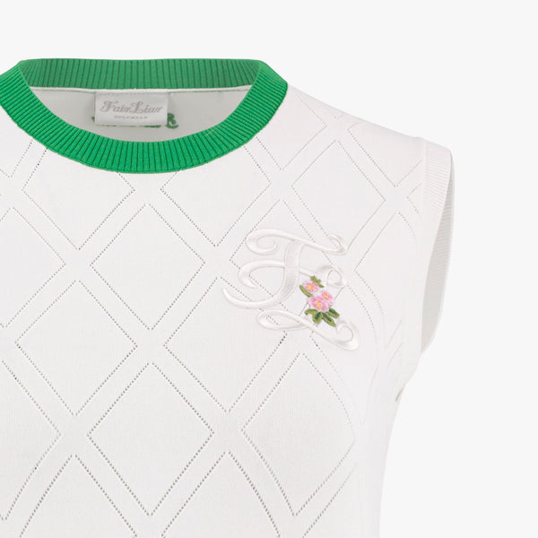 DIAMOND PATTERNED KNIT VEST(WHITE)