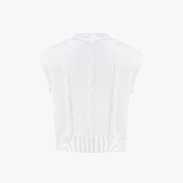 CABLE RIBBON KNIT VEST(WHITE)