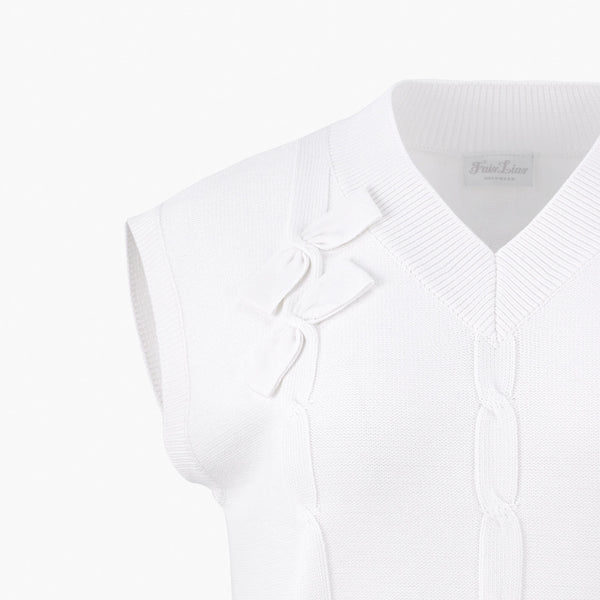 CABLE RIBBON KNIT VEST(WHITE)